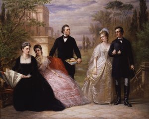 La famille Field dans un jardin