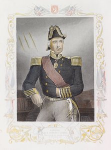 Amiral Sir Edmund Lyons (gravure en couleur) - Daniel John. Pound