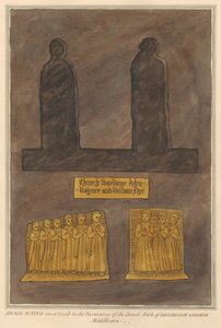 Plaques de laiton sur une tombe non identifiée dans le pavé de l