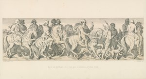 Harold et ses chevaliers chevauchent vers leur lieu d