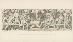 Harold conquérant à Stamford, et blessé, assis à un banquet à York. Un héraut annonce le débarquement du duc Guillaume - Daniel Maclise