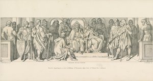 Harold, partant en visite chez Guillaume de Normandie, prend congé d