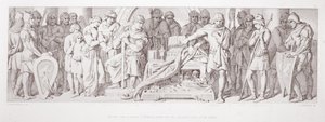 Le serment de fidélité de Harold à Guillaume, prêté sur les reliques cachées des saints, de 