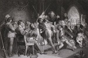 La Salle de Glennaquoich - un festin des Highlands, gravé par P. Lightfoot, de 