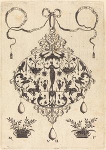 Grand pendentif, Flora debout, tenant une guirlande de fruits - Daniel Mignot