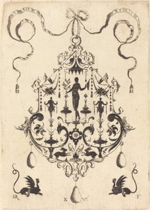 Grand pendentif, Victoire flanquée de deux hermès au centre - Daniel Mignot