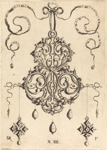 Pendentif à motifs avec trois gouttes et deux pendentifs en forme de croix à gauche et à droite - Daniel Mignot