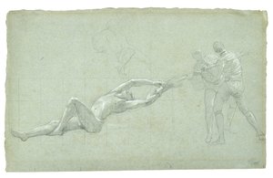 Étude pour Le Siège de Gibraltar (Étude de Figure Sauvée et Deux Figures Tirant sur une Rame), 1785-1786 - Daniel Mytens