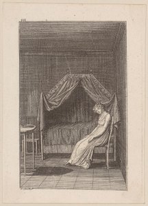 Adolphine réfléchit aux fiançailles imminentes, planche 3 du récit « Le cadeau de fiançailles » - Daniel Nikolaus Chodowiecki