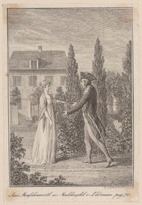 Auguste trouve Élise, qui lui montre la tombe de son père - Daniel Nikolaus Chodowiecki