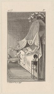 César veut sauter sur le lit de Lady Charlotte, qui est en train de rêver - Daniel Nikolaus Chodowiecki