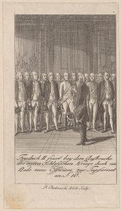 Frédéric II exhorte ses officiers à la bravoure par un discours au début de la première guerre de Silésie - Daniel Nikolaus Chodowiecki