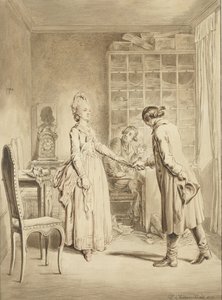 Lotte remet des pistolets au serviteur de Werther - Daniel Nikolaus Chodowiecki
