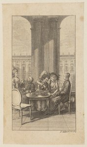 Gravure de titre illustrant « La vie du prieur Hartungus » de Winkopp, première partie - Daniel Nikolaus Chodowiecki