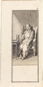 Jeune homme assis, fumant