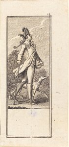 Jeune homme avec épée, canne et chien - Daniel Nikolaus Chodowiecki