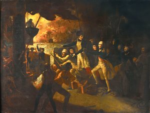Nelson montant sur le pont à la bataille du Nil - Daniel Orme
