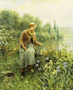 Pêche un jour de printemps - Daniel Ridgway Knight