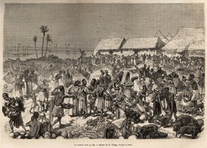 Une marche très animée près du fleuve Congo, rassemblant plus de trois mille personnes, gravée d