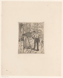 Personnel en conversation devant une maison - Daniel Urrabieta Vierge