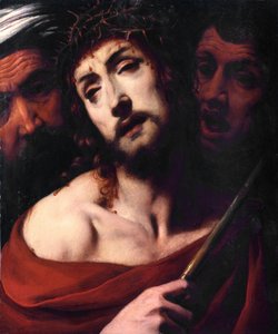 La dérision du Christ. Visage du Christ souffrant avec des épines. Peinture de Daniele Crespi (1598-1630) XVIIe siècle Basilique San Giovanni, Busto Arsizio, Italie