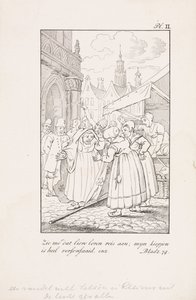 Femmes à un étal de marché avec un drapeau aux fleurs de lys françaises - Daniël Veelwaard (I)