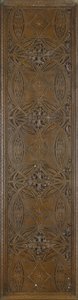 Frise avec motifs botaniques stylisés et bordure foliacée classique, vers 1893