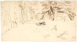 Un tumulus boisé avec entrée au tombeau
