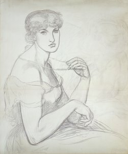 Une femme assise tenant un collier, à droite une autre figure féminine - Dante Gabriel Charles Rossetti