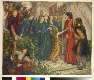 Béatrice rencontrant Dante à un festin de mariage lui refuse sa salutation, années 1860 - Dante Gabriel Charles Rossetti