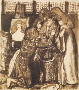 La maîtresse de Bonifazio - Étude de composition - Dante Gabriel Charles Rossetti