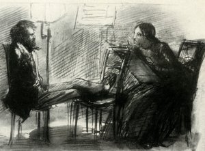 Elizabeth Siddal dessinant Rossetti, 1853, 1947