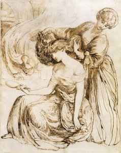Étude pour la chanson de la mort de Desdemona : Othello, Acte IV, Sc. III - Dante Gabriel Charles Rossetti