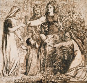 La Vision de Dante de Matilda cueillant des Fleurs, c1855 - Dante Gabriel Rossetti