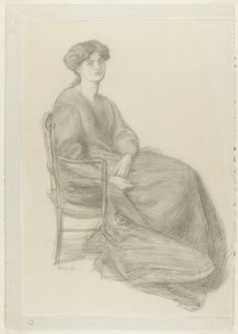 Mme William Morris assise sur une chaise
