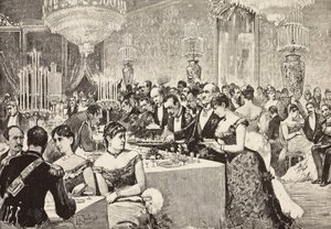 Salle du buffet, bal de la cour au Quirinal, Rome, Italie, gravure d