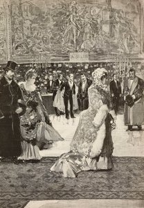 Salle des Cuirassiers au Quirinal pendant une fête, Rome, Italie, gravure de Francesco Giovanni Cantagalli d