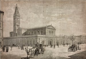Nouvelle église du Sacré-Cœur à Rome, Italie, gravure d