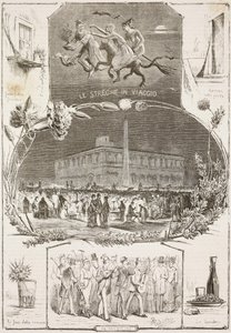 La nuit de la Saint-Jean, Rome, Italie, gravure d