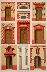 Dessins pour projections et frontons en brique, illustration de 