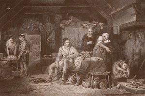 Alfred dans la chaumière du vacher, gravé par A.H. Payne - David (after) Wilkie