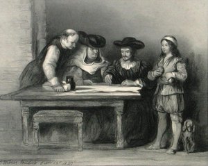 Christophe Colomb (1451-1506) au monastère de la Rabida de 