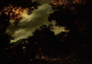 Chasse au cerf dans un paysage boisé - David (circle of) Vinckboons