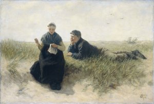 Garçon et fille dans les dunes