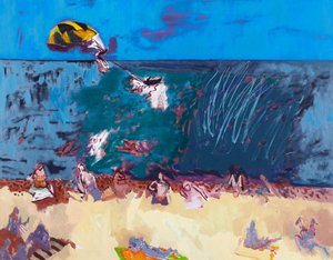 Plage avec parapente