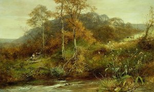 Scène de rivière en automne, le ruisseau - David Bates