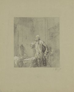 Homme devant un miroir dans un intérieur du XVIIIe siècle - David Bles