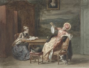 Deux jeunes femmes à une table
