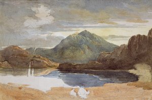 Un lac au nord du Pays de Galles, Snowdon au loin