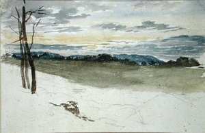 Paysage boisé au coucher du soleil - David Cox